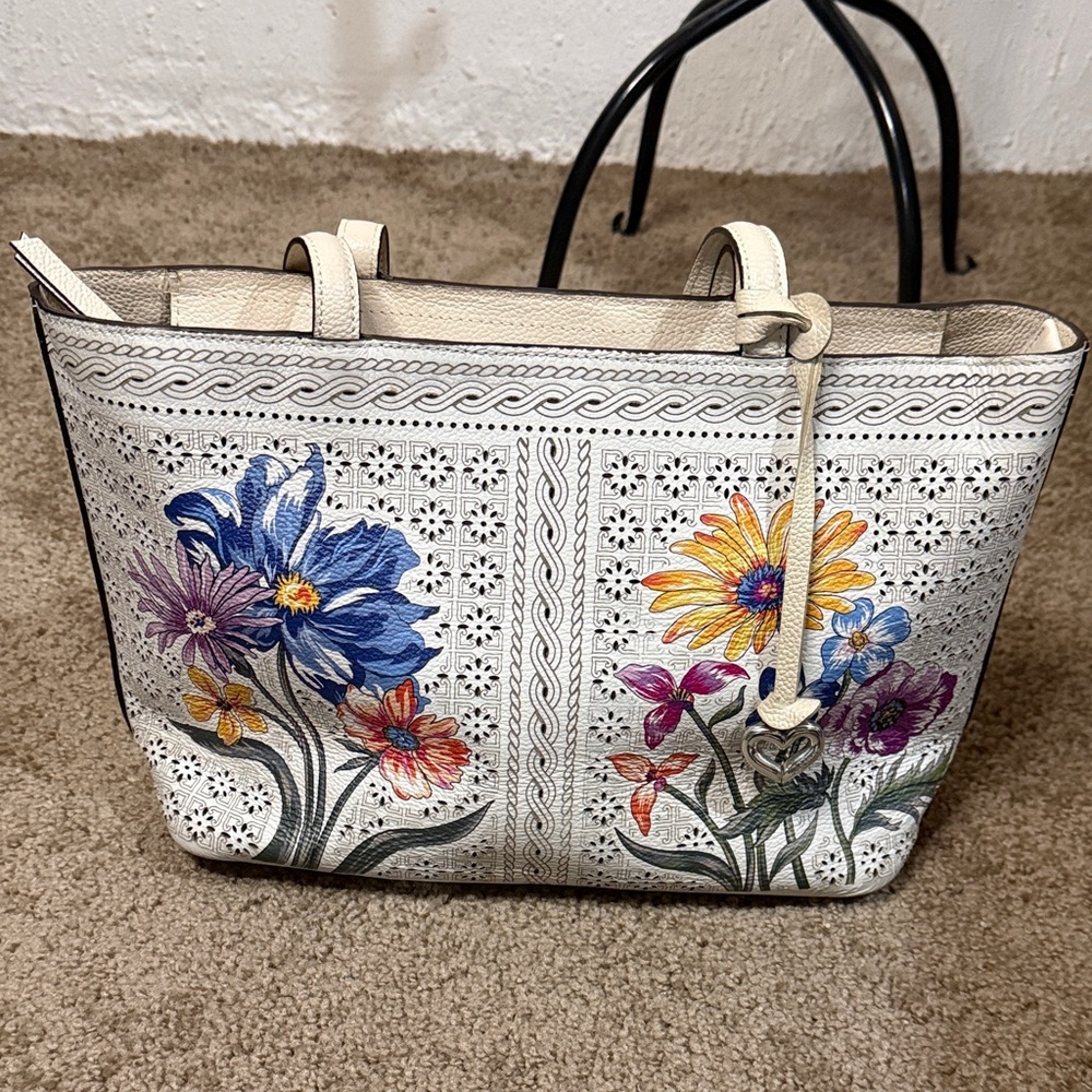 Brighton White Tote with Multicolor Floral Print